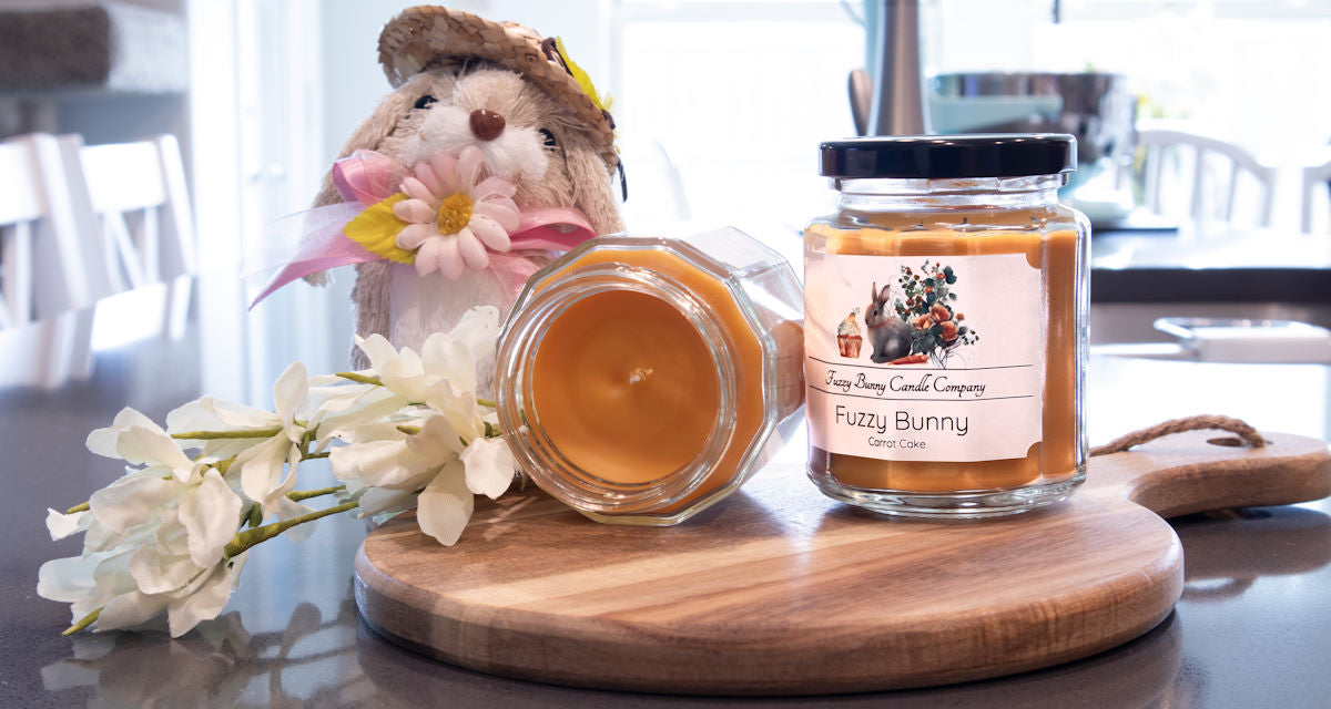 Fuzzy Bunny Carrot Cake scented handmade candle